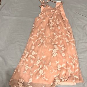Cloud Ten embroidered pink floral halter neck dress